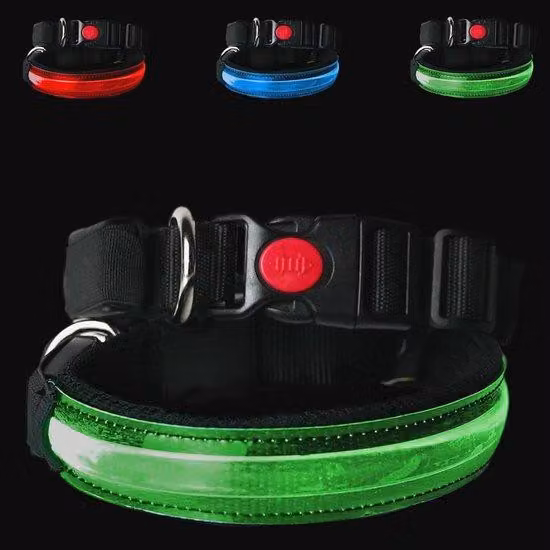 Collare LED regolabile, ricaricabile, traspirante, per cani di taglia piccola e media