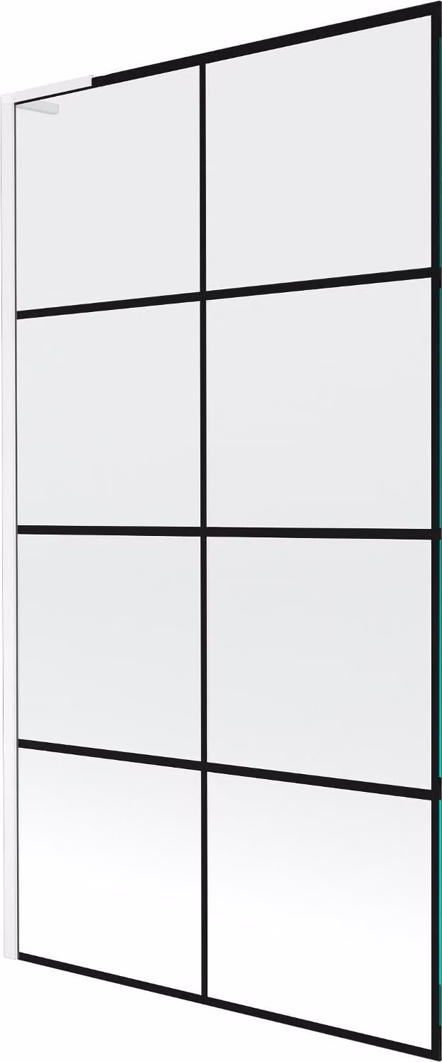 Mexen Next L paratia per vasca da bagno a 1 anta 100 x 150 cm, griglia nera, bianco - 895-100-000-03-77-20