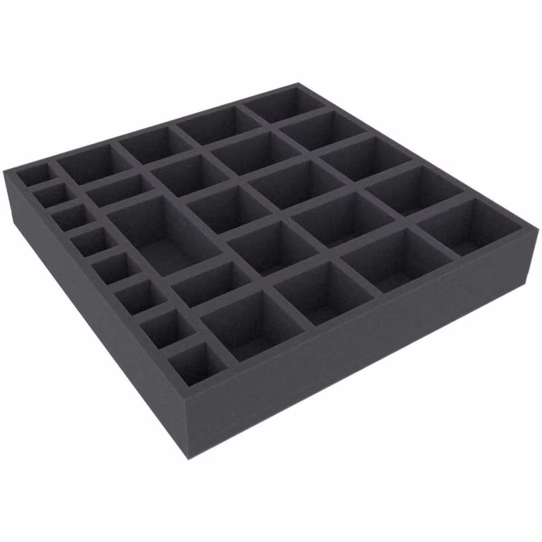 Inserto in schiuma 285x285x51 mm con 28 scomparti per giochi da tavolo