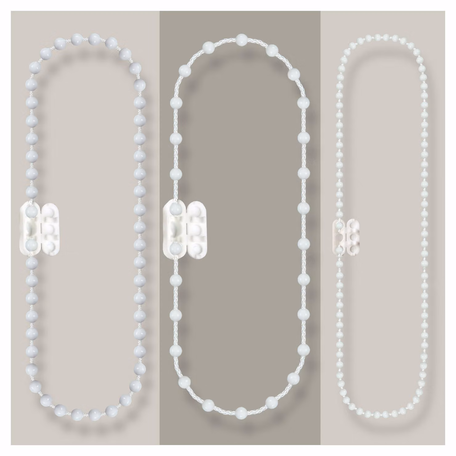 Catena per avvolgibili, lunghezza 240 cm, sezione 4,5 x 12 mm, colore bianco, materiale plastico