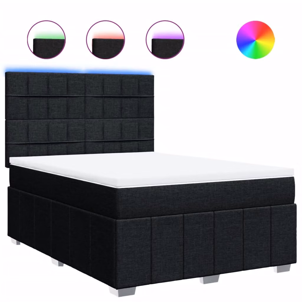 Giroletto a Molle con Materasso Nero 140x190 cm in Tessuto