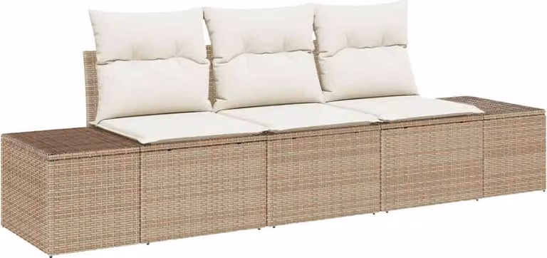 Set di divani con cuscino 3 pcs Beige polyrattan