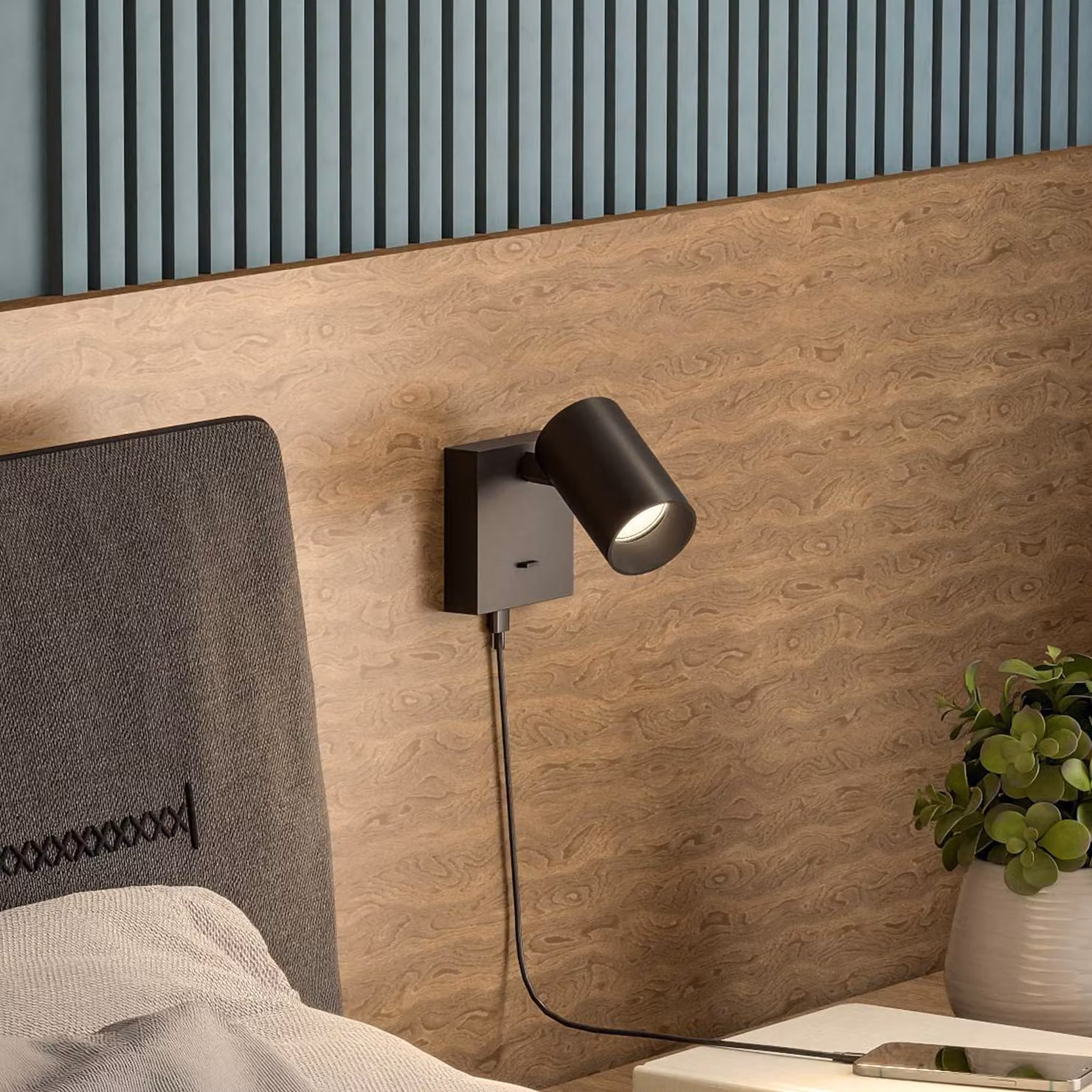 Deko-Light Faretto da parete CAN TILT, nero, 10 x cm, metallo, interruttore USB TILT, Nero, Soggiorno / Sala da pranzo, Alluminio, Faretto