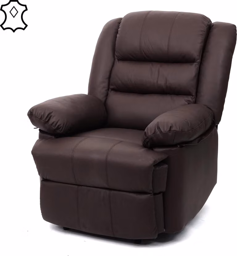 Poltrona TV HWC-G15, poltrona reclinabile, pelle + Pelle finta 101x87x100cm ~ marrone