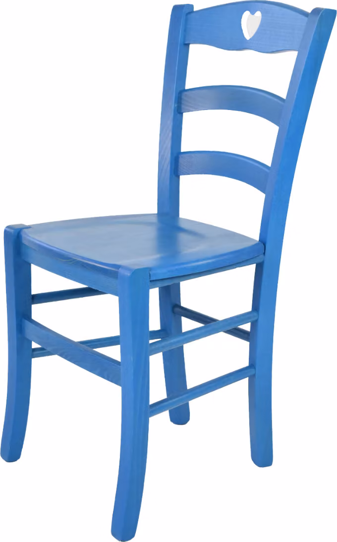 t m c s Tommychairs - Sedia CUORE per cucina e sala da pranzo, struttura robusta in legno di faggio, laccata in colore blu anilina e seduta in legno