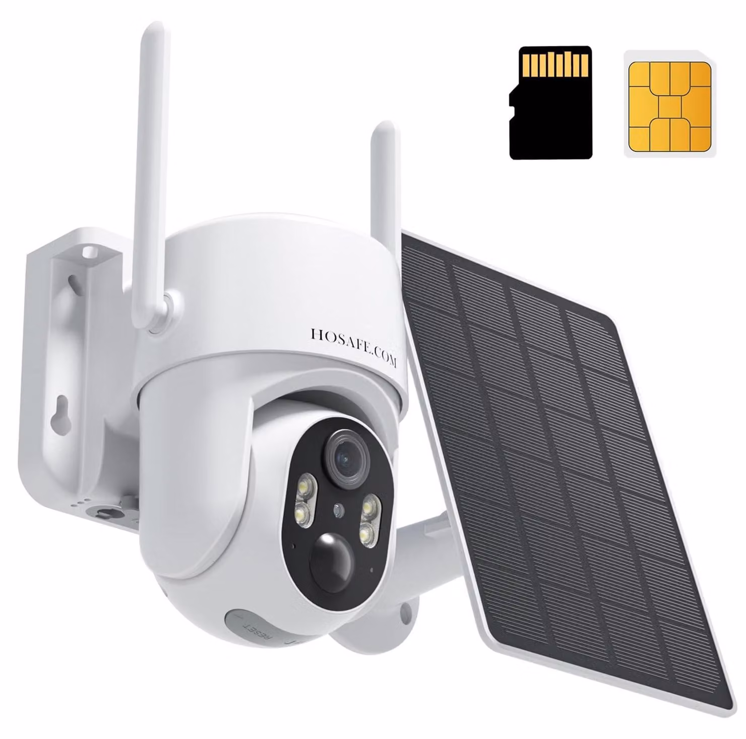 Telecamera di sicurezza esterna wireless - 4G LTE con scheda SIM - Energia solare - Visione notturna 2K - PTZ 360° - IP66