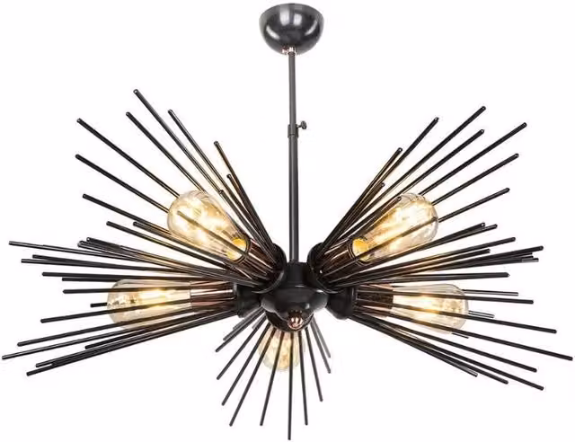 Lampada a sospensione Salem MDL3806 INDOMITA in metallo nero con 5 luci