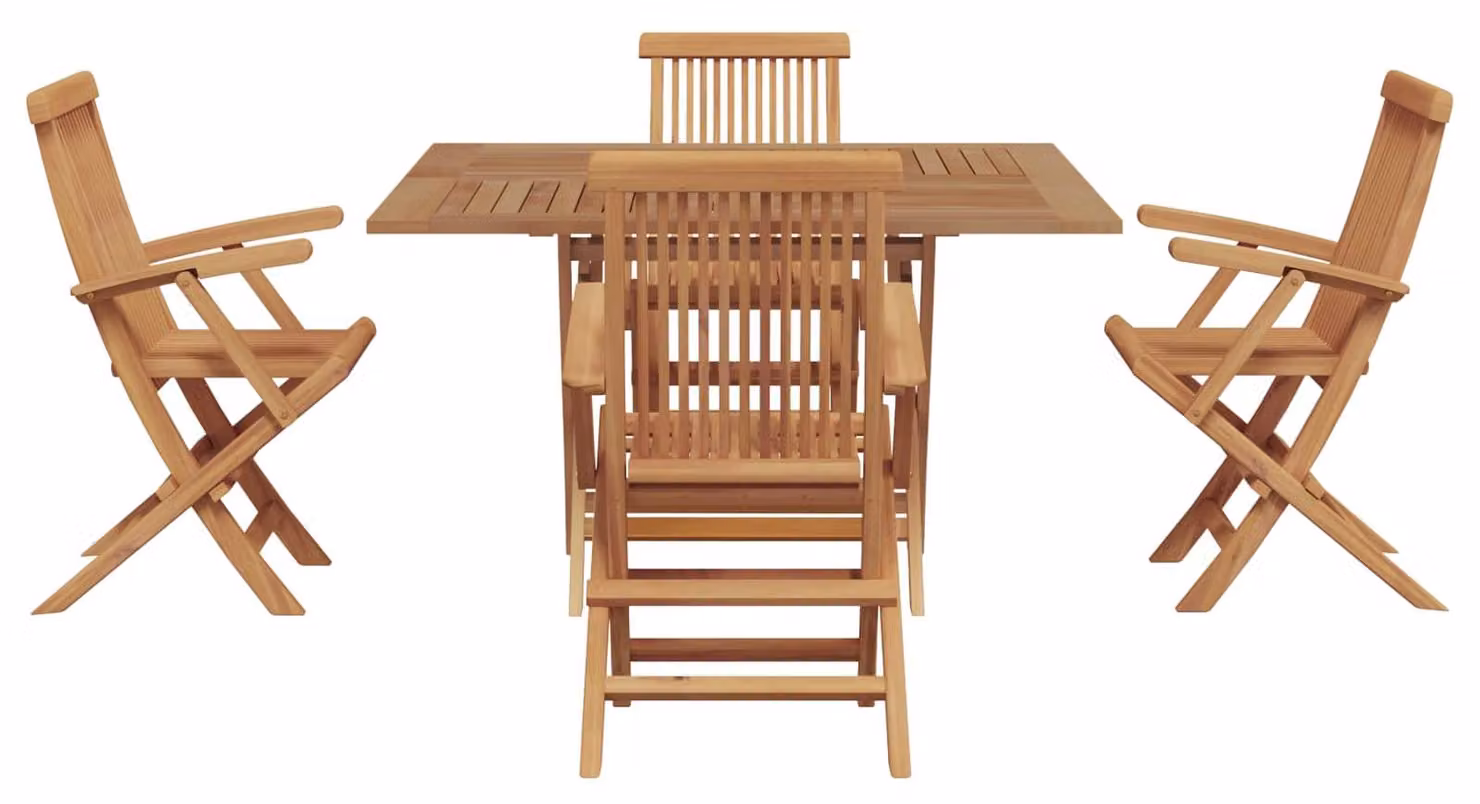 Set da Pranzo per Giardino Marrone Legno Teak Massello