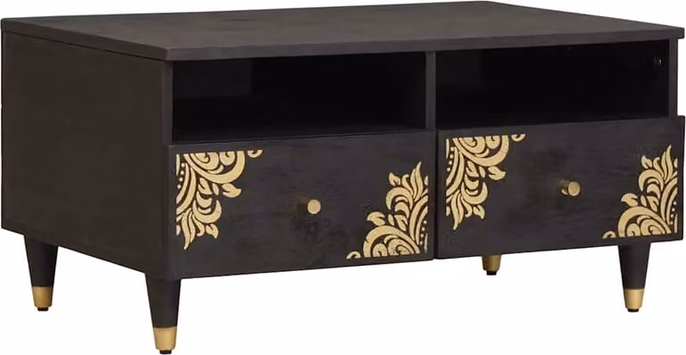 Tavolino da salotto con cassetto Nero 80 x 54 x 40 cm