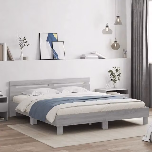Giroletto Testiera Grigio Sonoma 160x200 cm Legno Multistrato 3207411