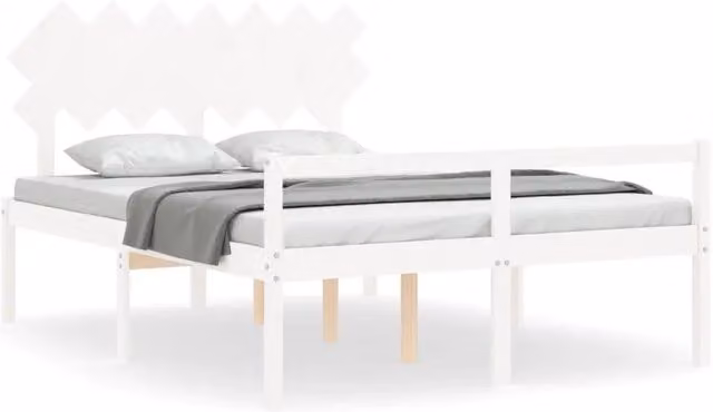 Letto matrimoniale | Letto per adulti | Letto per Anziani con Testiera Bianco 140x200 cm Legno Massello