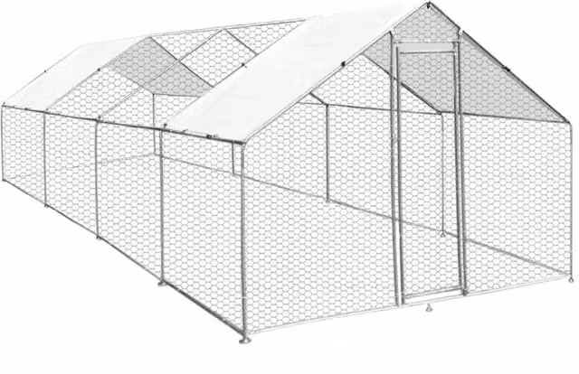Recinto per Pollaio Monster Shop in Acciaio Galvanizzato Argento L: 8 m, P: 4 m, H: 2 m – 1