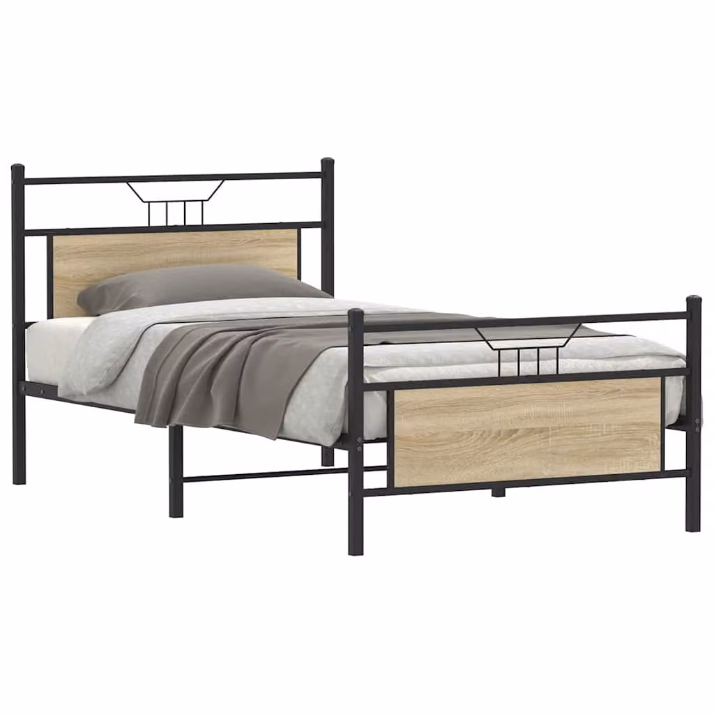 vidaXL Giroletto senza Materasso in Rovere Sonoma e Truciolato, L 100 x P 190 cm