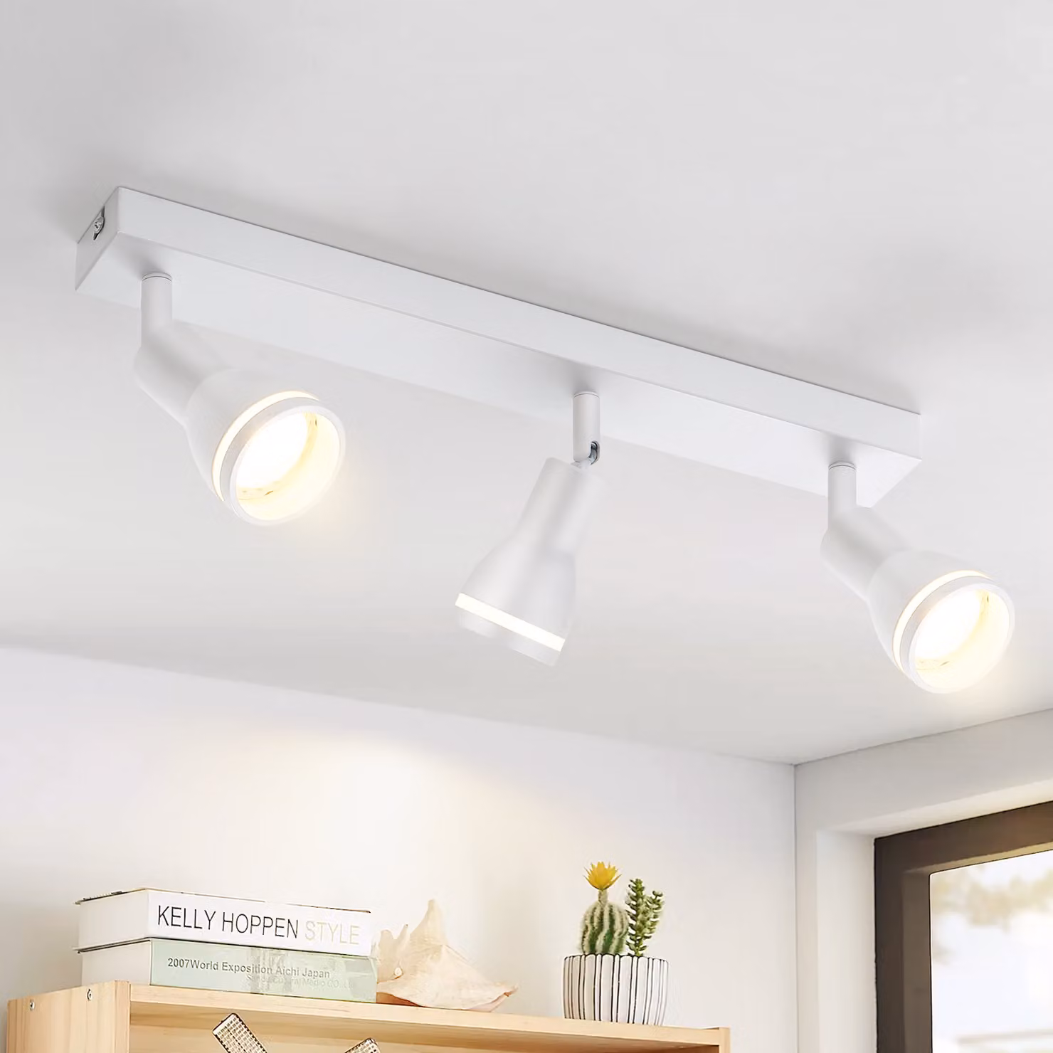 ZMH Plafoniera LED 3 fiamme bianca Faretto da soffitto GU10 orientabile in metallo per zona giorno cucina, senza lampadine