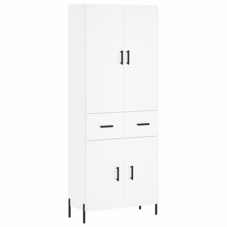 Credenza Bianca 69,5x34x180 cm in Legno Multistrato