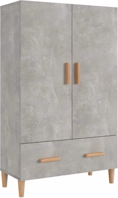 Credenza moderna in legno multistrato Grigio Cemento L: 70 cm, P: 31 cm, H: 115 cm