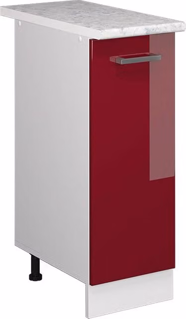 Armadio cucina dispensa alto R-Line Rosso lucido/Bianco 30 cm, PL Marmo Vicco