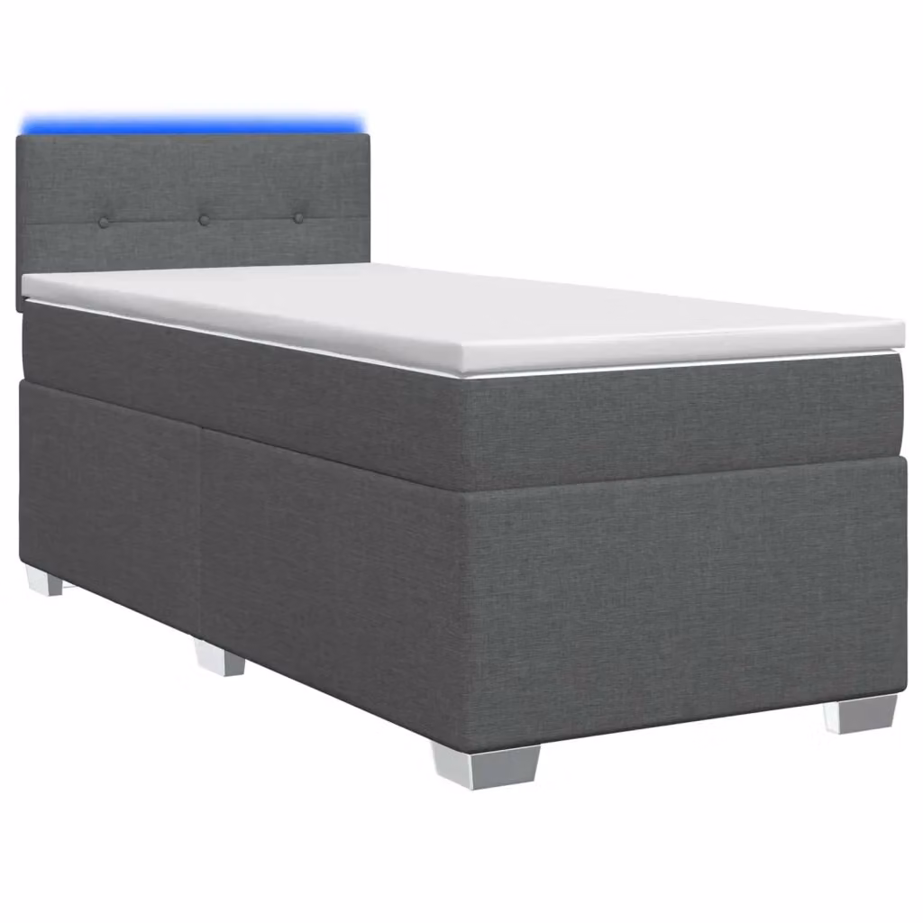 Letto con Box Spring, Materasso Ibrido e Illuminazione LED vidaXL, Grigio, 90 x 200 cm – 2