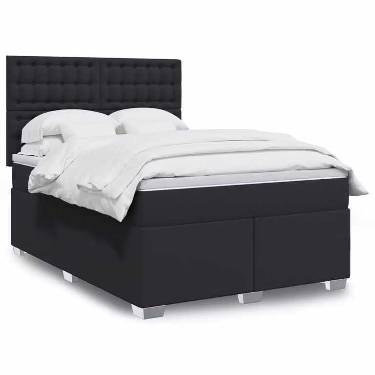 vidaXL Giroletto a Molle con Materasso Nero in Similpelle L/P: 140 x 200 cm