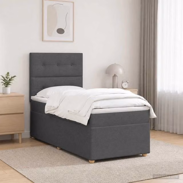 Letto box spring con materasso Grigio Scuro 100 x 200 cm 3455281