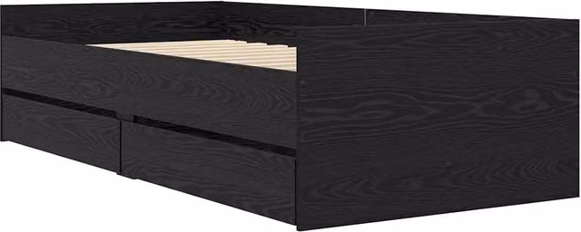Letto singolo | Letto per adulti | Struttura del letto Rovere Nero 100 x 200 cm Pino massello