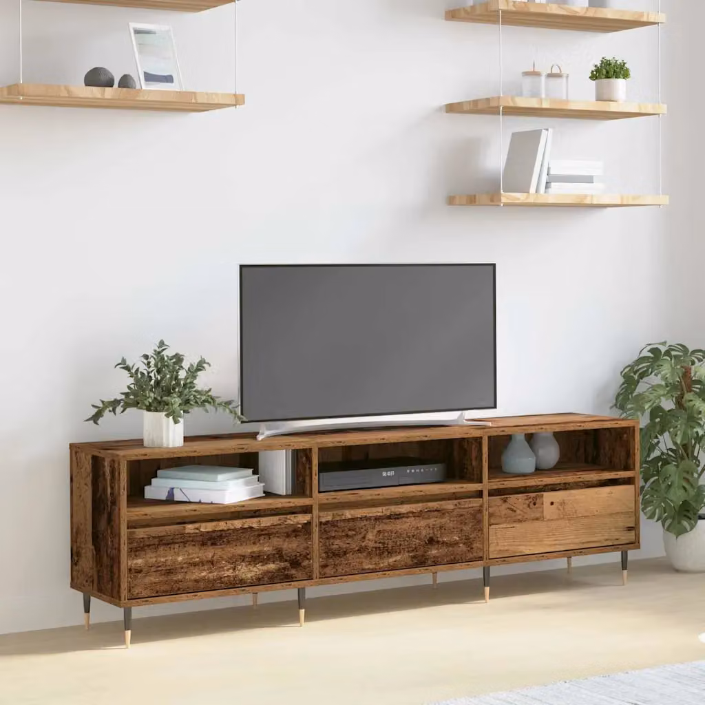 Mobile TV vidaXL in legno e metallo marrone, L/P/H: 150 x 30 x 45 cm