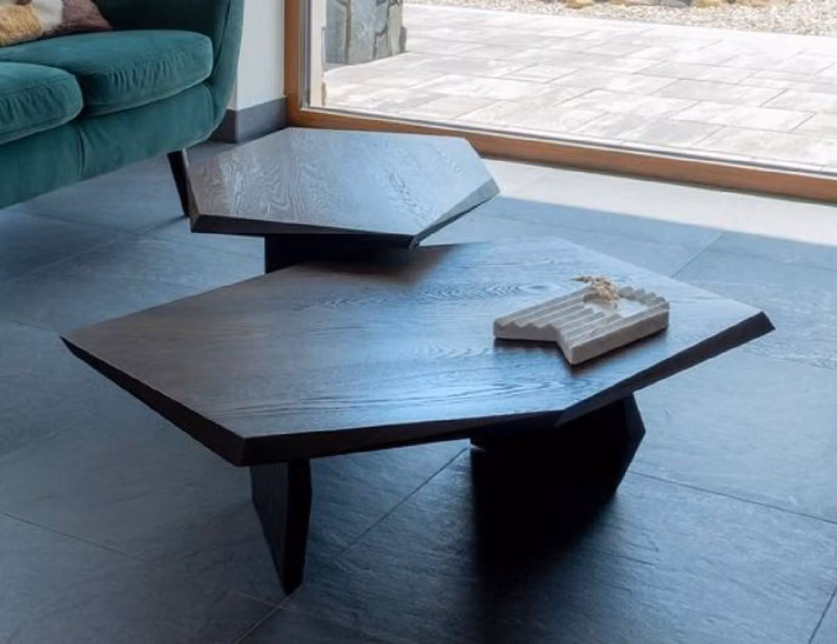 Casa Padrino Tavolino in legno massello set di 2 marrone scuro - Tavoli da salotto in rovere - Mobili da salotto - Mobili - Arredamento