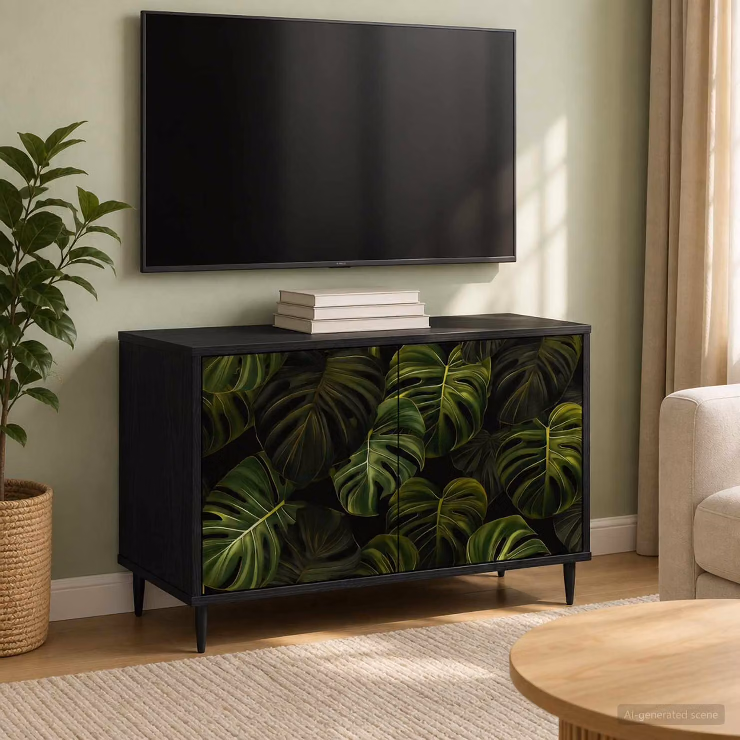Mobile TV vidaXL ELBURG moderno in legno, colore Rovere Nero, L: 69 cm, P: 33 cm, H: 50,5 cm
