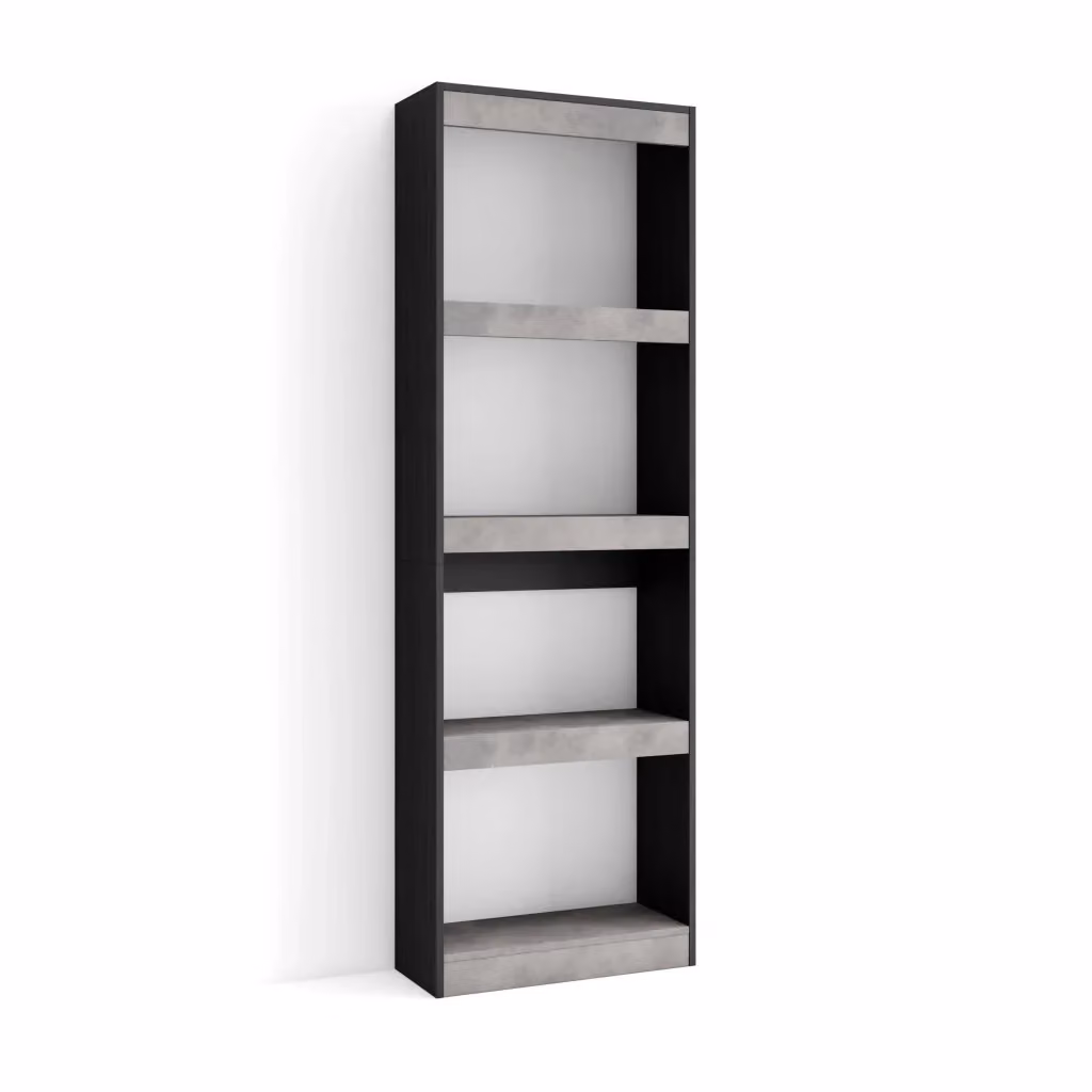Libreria a scaffale SKRAUT HOME per soggiorno e ufficio, grigio cemento, L: 60 cm, P: 25 cm, H: 186 cm – 2