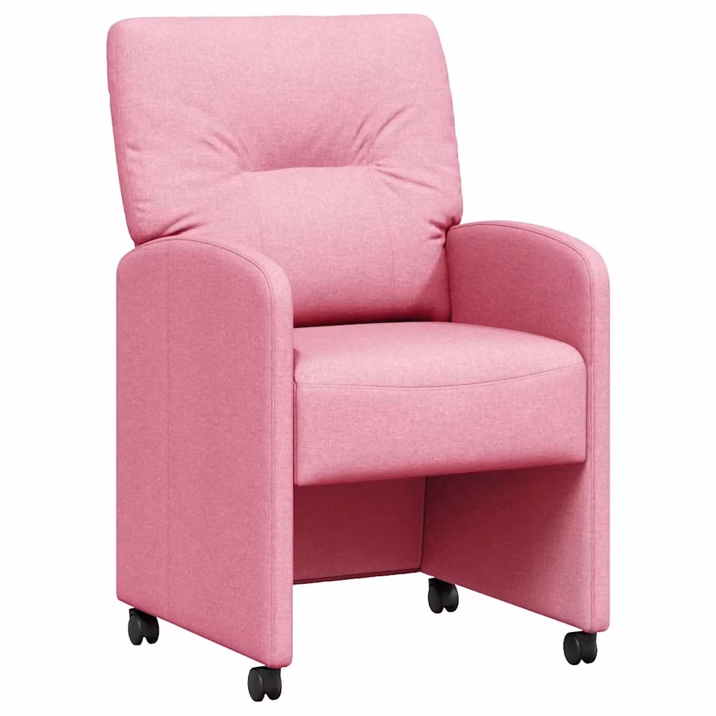 Set di 2 sedie da pranzo vidaXL con ruote e braccioli in tessuto rosa L: 57 cm, P: 67 cm, H: 95 cm – 2