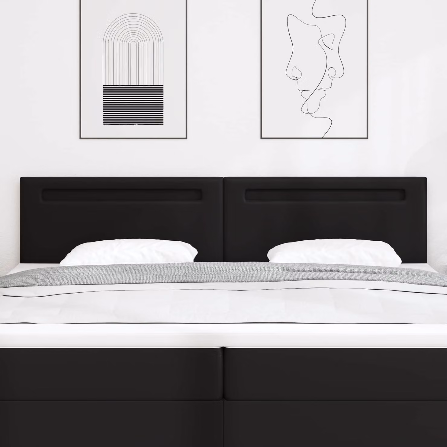 Testiera per letto con illuminazione LED vidaXL in pelle sintetica nera e legno con luce da lettura integrata