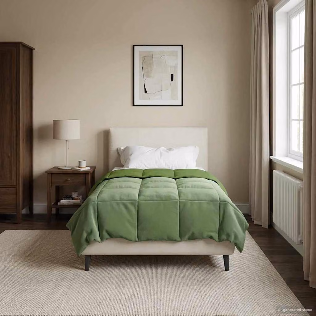 Piumino estivo traspirante e reversibile vidaXL in microfibra verde L/P: 140 x 200 cm