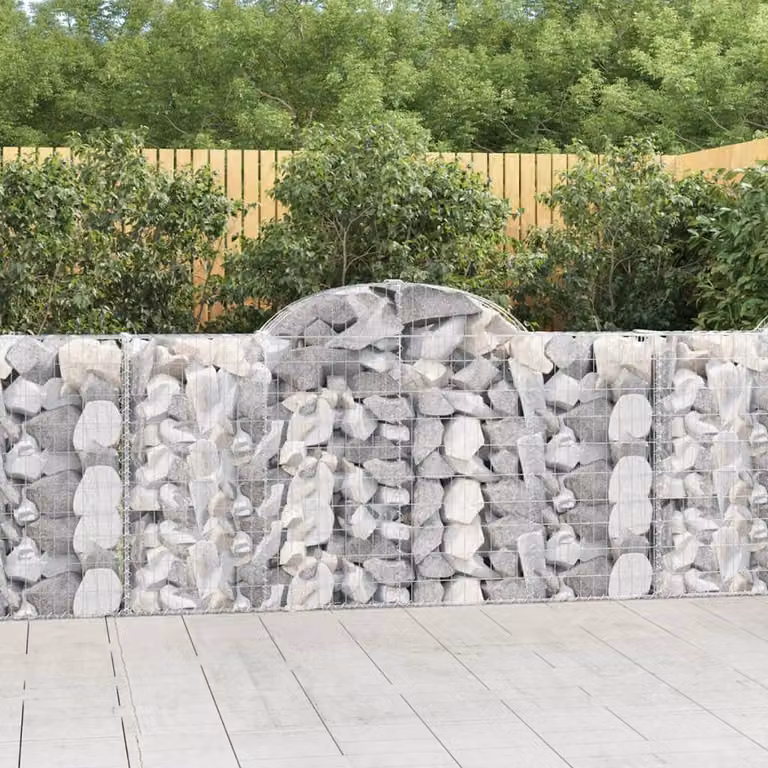 Set di 9 Cesti Gabbioni ad Arco vidaXL in Acciaio Zincato Grigio L: 200 cm, P: 30 cm, H: 100/120 cm