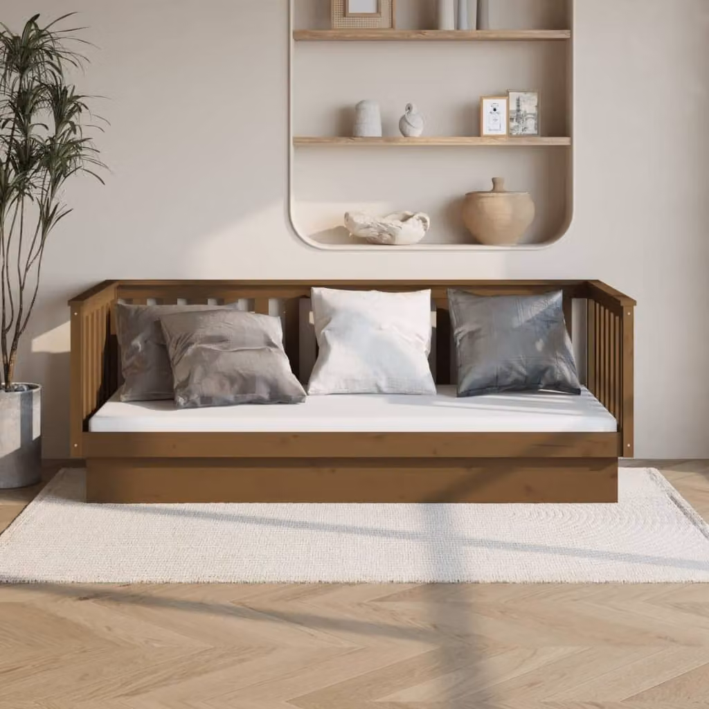 The Living Store Letto da giorno marrone miele 80x200 cm in legno di pino massiccio