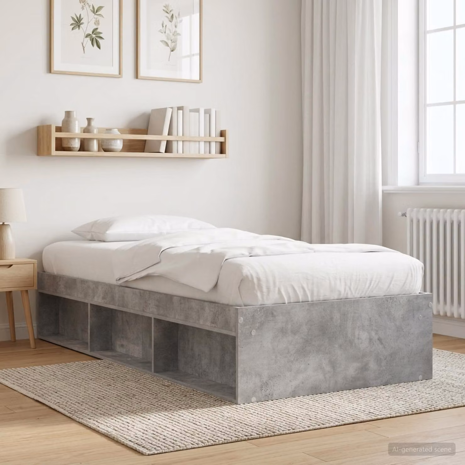 vidaXL Telaio del letto moderno con contenitore in legno MDF Grigio, L 200 cm x P 80 cm x H 103 cm