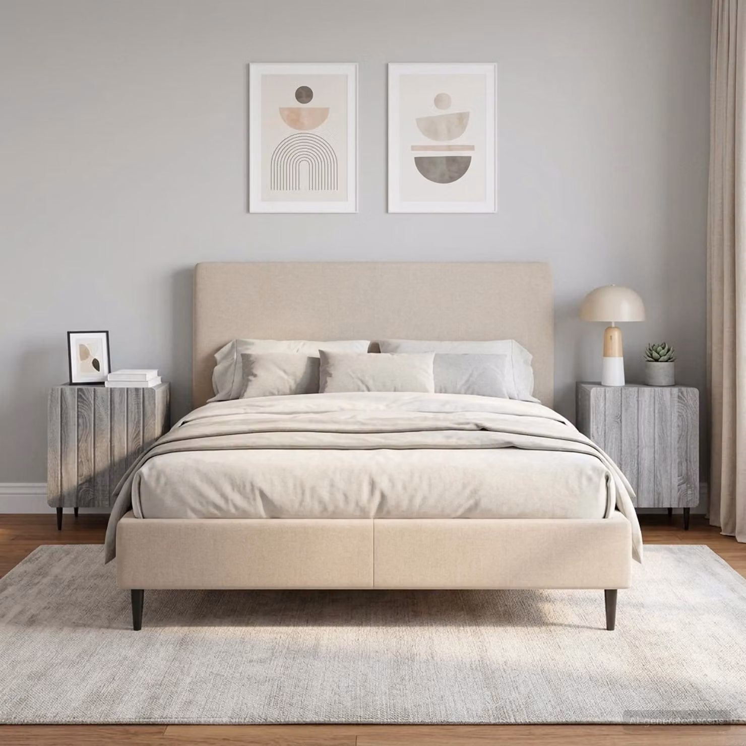 Set di 2 Armadi da Notte Moderni vidaXL in Grigio, L 43 cm x P 34,5 cm x H 52 cm