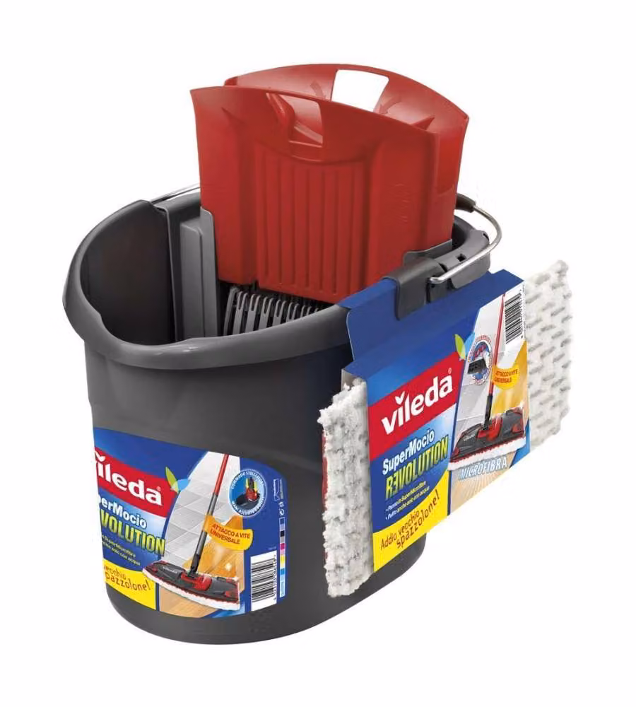 Set per la pulizia dei pavimenti Vileda Revolution con mop in microfibra rossa – 2