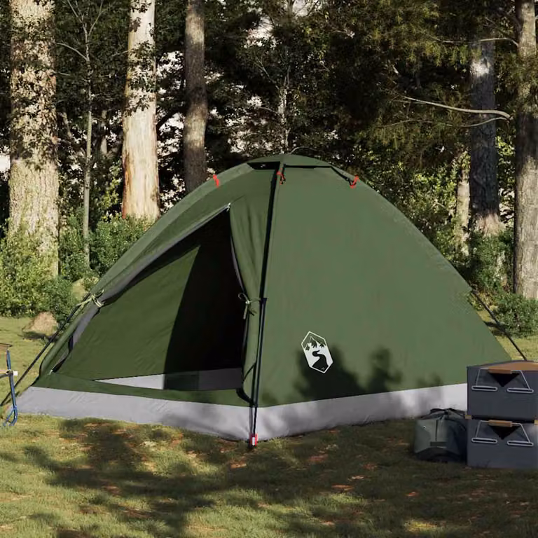 vidaXL Tenda da Campeggio a Cupola per 4 Persone Verde Oliva Impermeabile in Poliestere