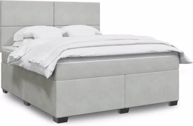 Letto con Giroletto a Molle e Materasso Ibrido vidaXL in Velluto Grigio e Bianco L/P: 180 x 200 cm