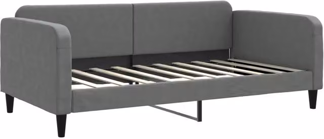 Letto da camera moderno in tessuto grigio con struttura imbottita L: 190 cm, P: 110 cm, H: 75 cm – 1