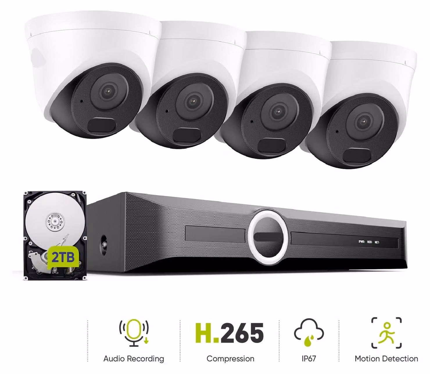 Sistema di videosorveglianza - Set di telecamere IP - Telecamera di sorveglianza - Telecamera di sicurezza - Registratore NVR