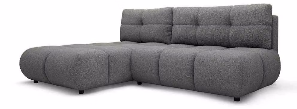 Divano angolare con funzione letto, modello Milorya, lato sinistro, colore grigio pietra