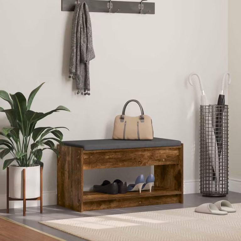 Panca porta scarpe moderna vidaXL in legno color marrone con finitura opaca L: 83 cm, P: 38 cm, H: 45 cm