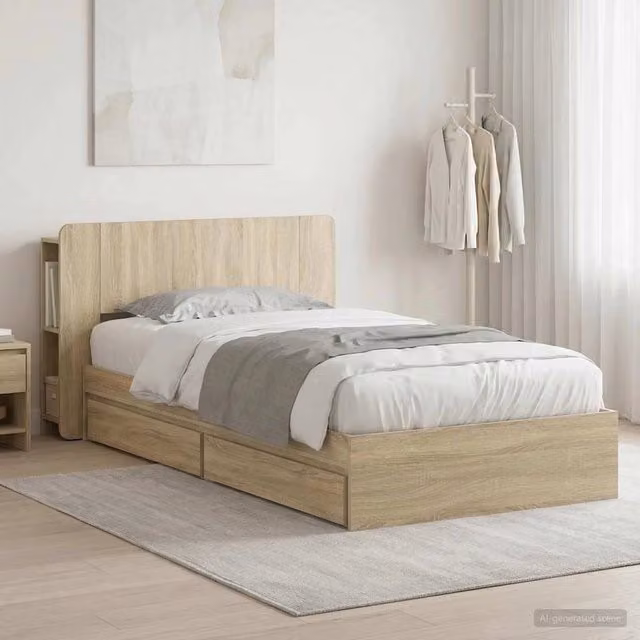 Letto con contenitore con cassetti vidaXL in legno Rovere Sonoma, L/P/H: 190 x 140 x 95 cm – 1