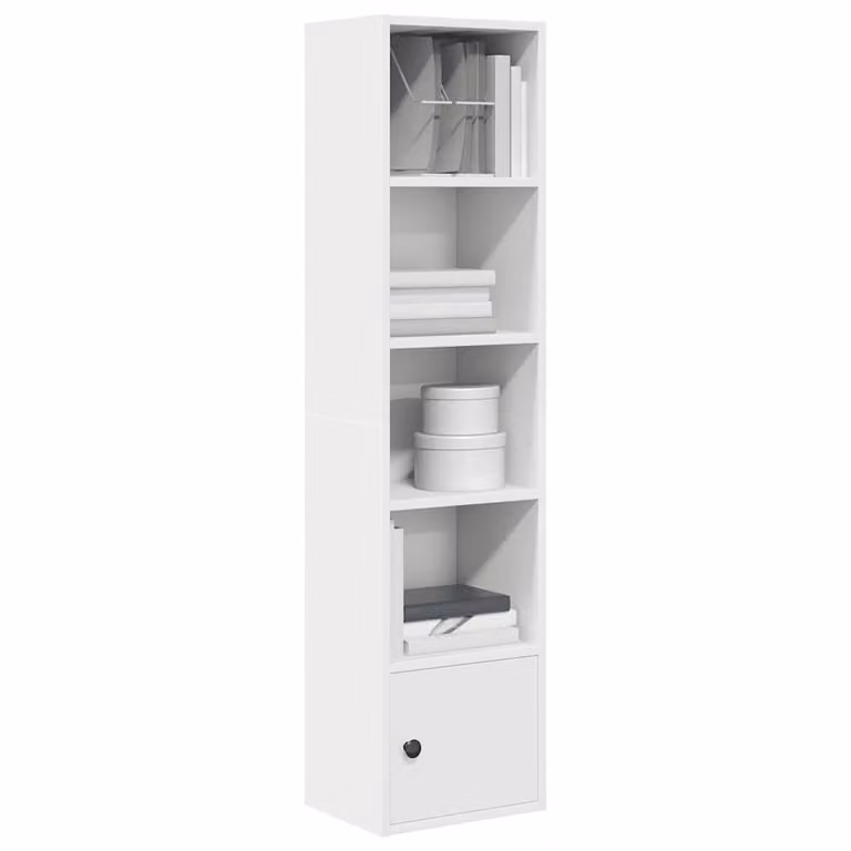 Libreria moderna vidaXL in legno bianco con pannello posteriore L 31 cm, P 24 cm, H 127 cm