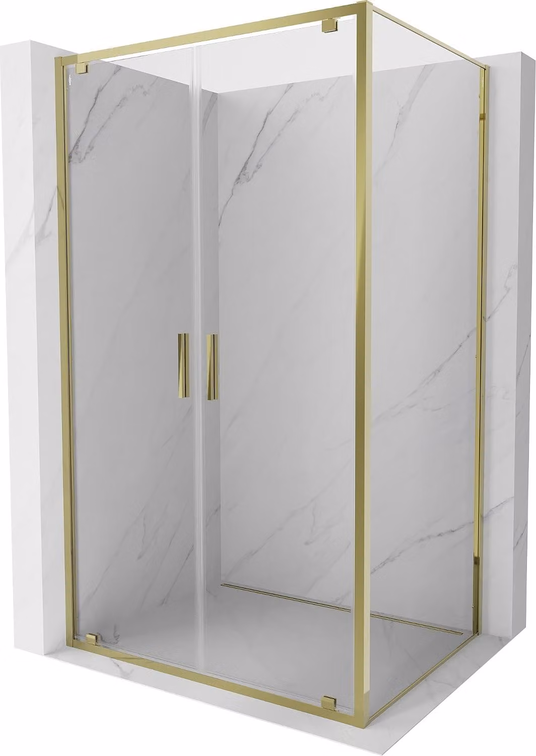 Mexen Exo cabina doccia ad anta battente 90 x 85 cm, trasparente, oro - 8182-090-085-50-00