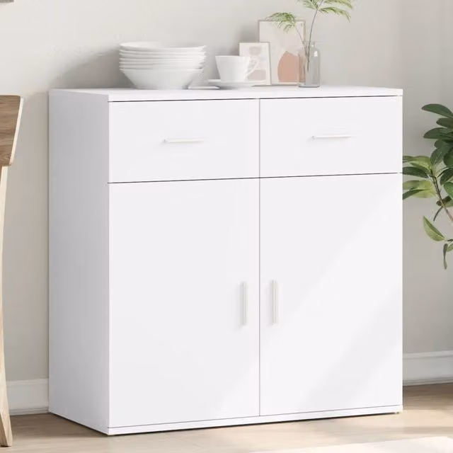 Credenza Buffet Armadio da Cucina Design Mania Bianca in Legno Multistrato L: 79 cm, P: 38 cm, H: 80 cm