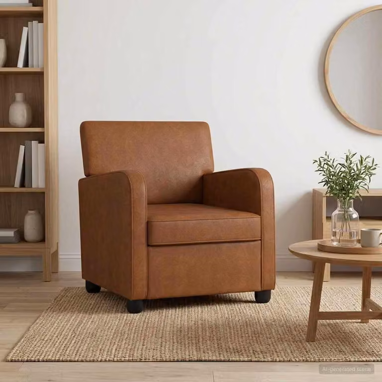 Poltrona lounge moderna vidaXL in similpelle marrone con braccioli