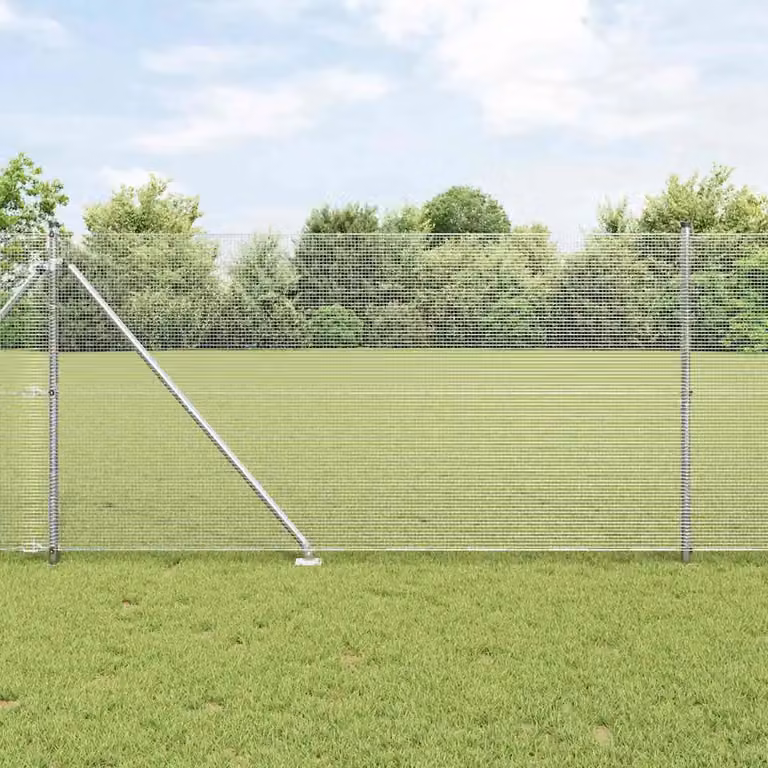 vidaXL Recinzione in rete saldata con punte in acciaio zincato argento, L: 1 m, H: 50 cm