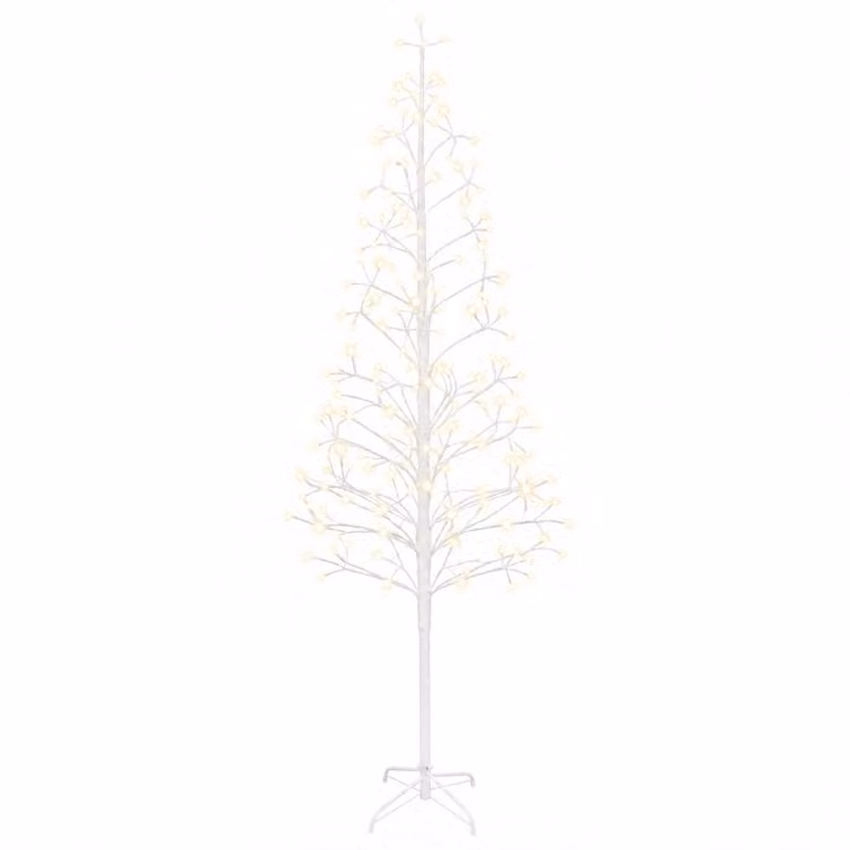 vidaXL Albero di Natale con luci LED Bianco 210 cm Acciaio 228 LED